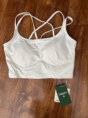 HALARA white Strappy Longline Sports Bralette
